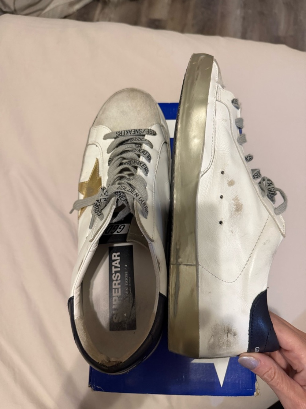 Golden Goose White Gold Star Low-Top Sneakers Size 44 - Picture 15 of 16